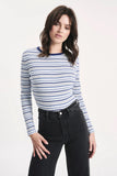 ROLLAS Womens Sky Stripe Long Sleeve Baby Rib Tee Marine, WOMENS TEES & TANKS, ROLLAS, Elwood 101