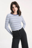 ROLLAS Womens Sky Stripe Long Sleeve Baby Rib Tee Marine, WOMENS TEES & TANKS, ROLLAS, Elwood 101