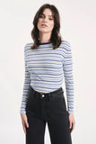 ROLLAS Womens Sky Stripe Long Sleeve Baby Rib Tee Marine, WOMENS TEES & TANKS, ROLLAS, Elwood 101