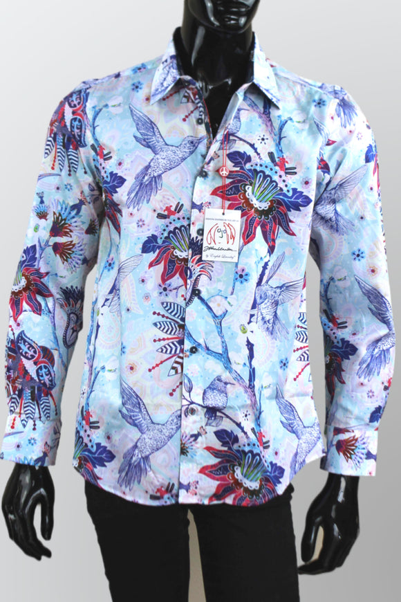 JOHN LENNON Mens Mountfield Long Sleeve Shirt Aqua, MENS SHIRTS, JOHN LENNON, Elwood 101