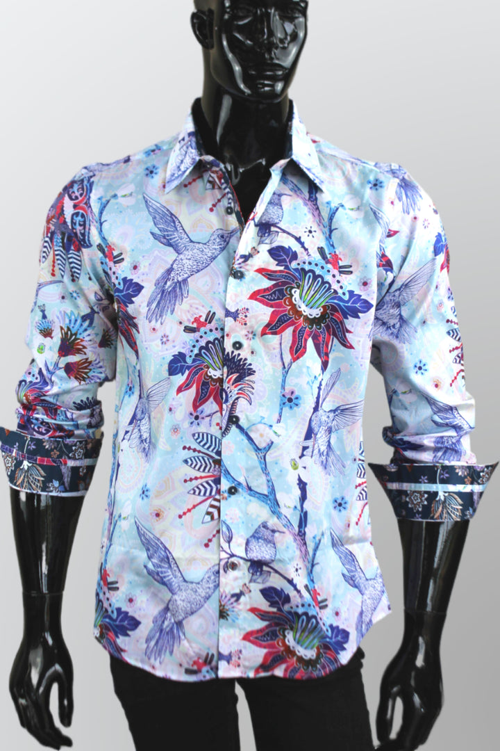 JOHN LENNON Mens Mountfield Long Sleeve Shirt Aqua, MENS SHIRTS, JOHN LENNON, Elwood 101