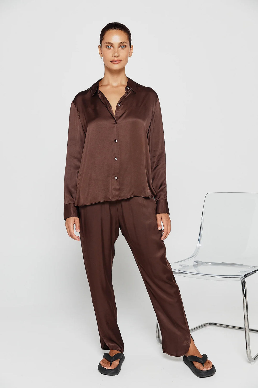 PIPPA THE LABEL Womens Lennox Shirt Chocolate, WOMENS TOPS & SHIRTS, PIPPA, Elwood 101
