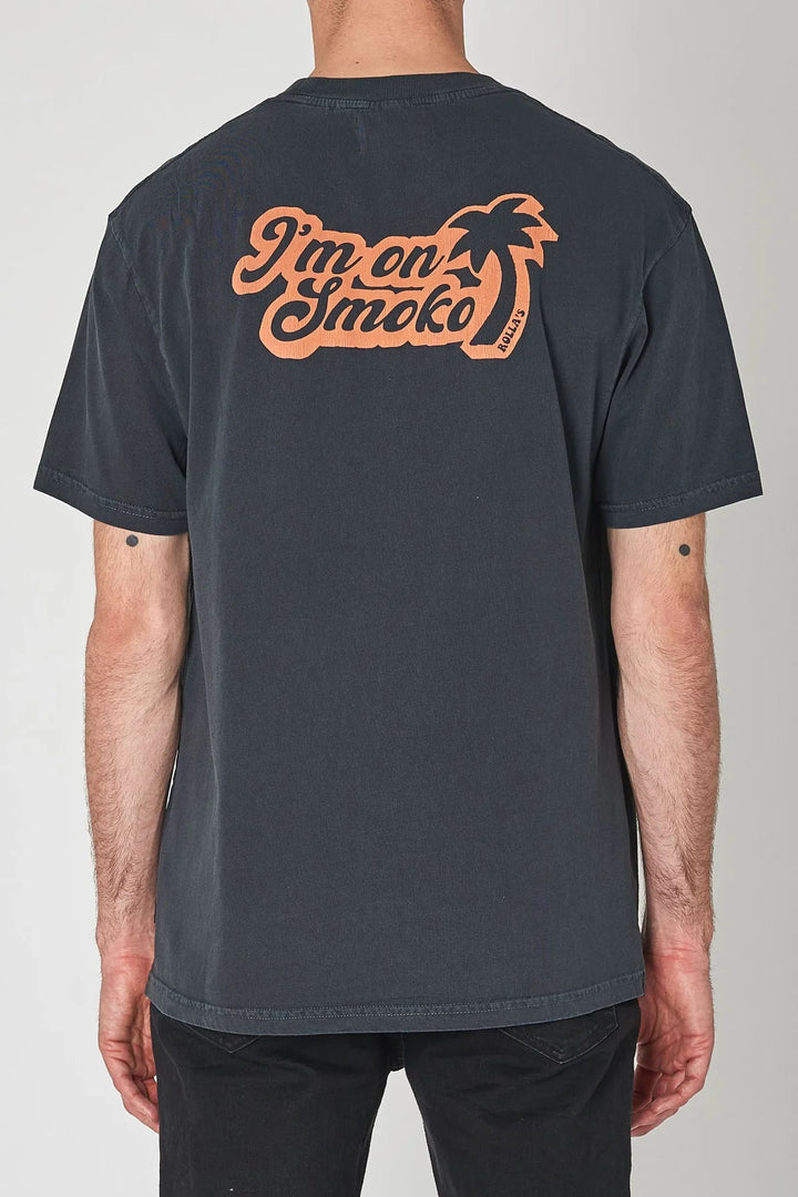 ROLLAS Mens I'm On Smoko Logo Tee Shirt Washed Black, MENS TEE SHIRTS, ROLLAS, Elwood 101