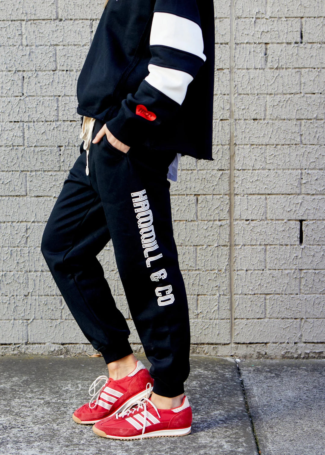 HAMMILL & CO Womens Black Logo Track Pants - Black, WOMENS TRACK PANTS, CAT HAMMILL, Elwood 101