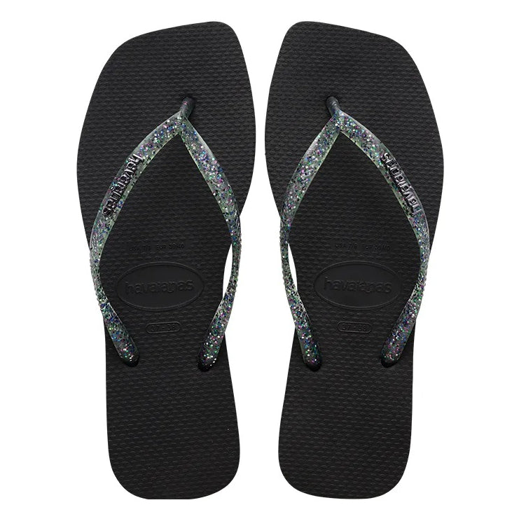 HAVAIANAS Slim Square Logo Metallic Black Female, WOMENS HAVAIANAS, HAVAIANAS, Elwood 101