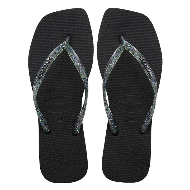 HAVAIANAS Slim Square Logo Metallic Black Female, WOMENS HAVAIANAS, HAVAIANAS, Elwood 101