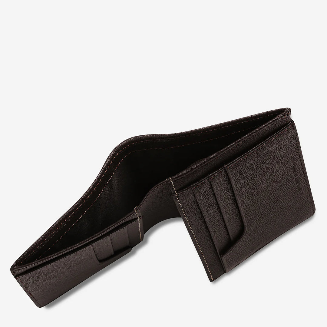 Status Anxiety MENS NATHANIEL WALLET CHOCOLOATE LEATHER, MENS & WOMENS WALLETS AND BAGS, STATUS ANXIETY, Elwood 101