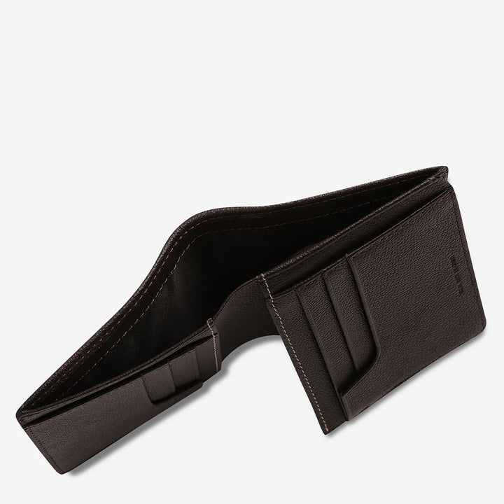 Status Anxiety MENS NATHANIEL WALLET CHOCOLOATE LEATHER, MENS & WOMENS WALLETS AND BAGS, STATUS ANXIETY, Elwood 101