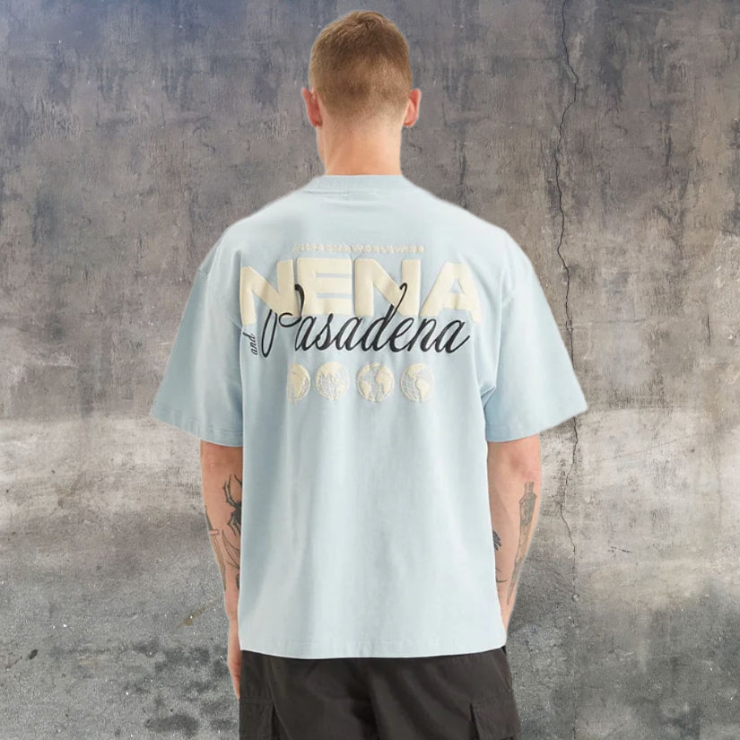 NENA & PASADENA Mens Worldwide Street Tee Shirt - Baby Blue, MENS TEE SHIRTS, NENA PASADENA, Elwood 101