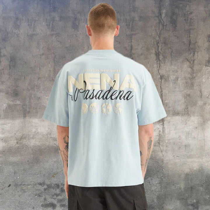 NENA & PASADENA Mens Worldwide Street Tee Shirt - Baby Blue, MENS TEE SHIRTS, NENA PASADENA, Elwood 101