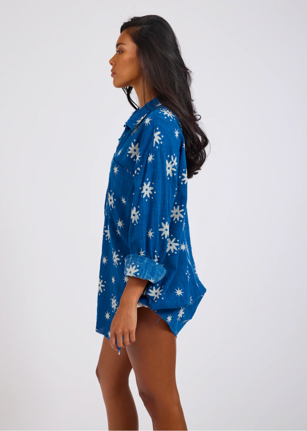ONE TEASPOON Womens Supernova Muslin Shirt in Blue