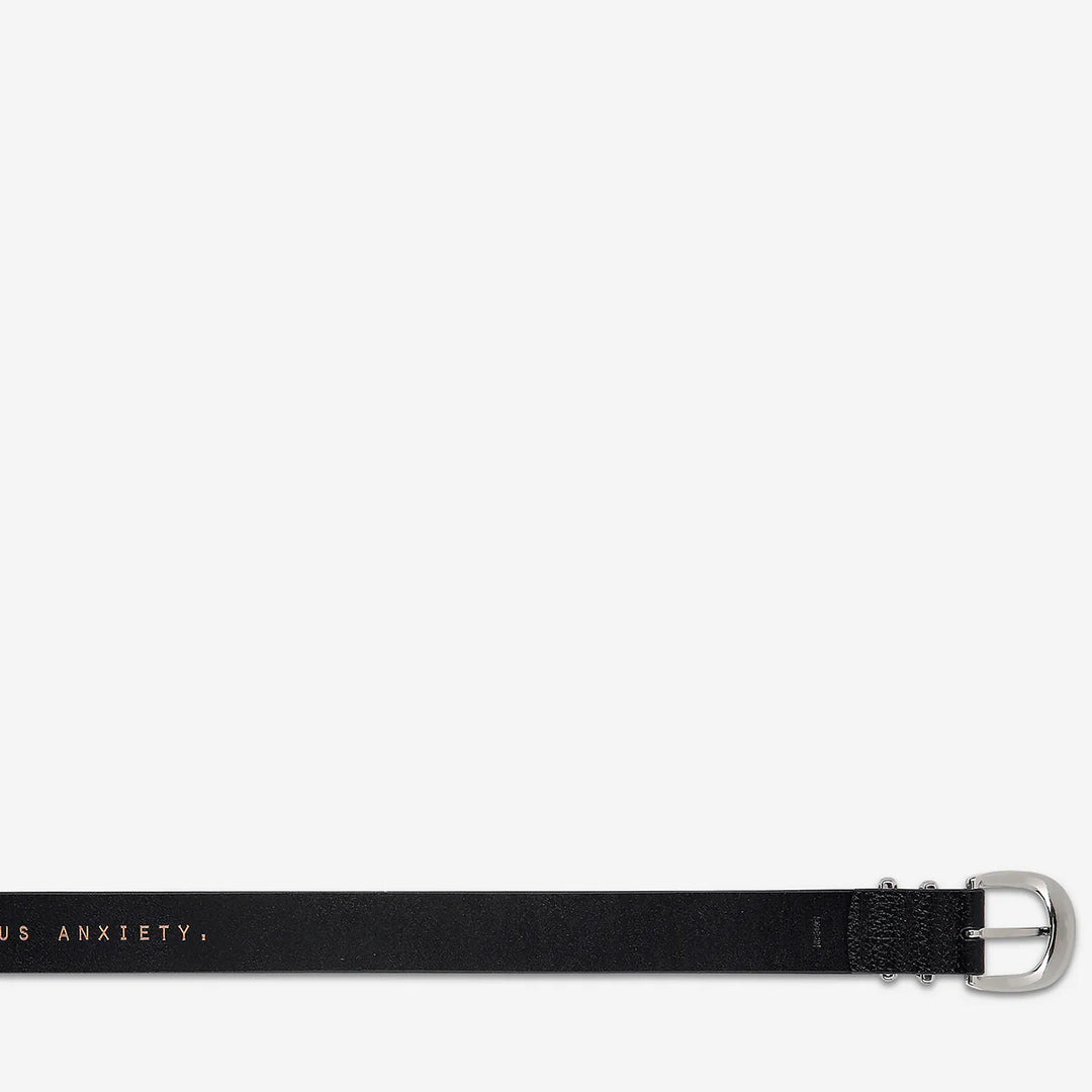 STATUS ANXIETY Womens Let It Be Leather Belt - Black/Silver, WOMENS BELTS, STATUS ANXIETY, Elwood 101