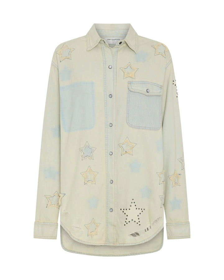 ONE TEASPOON Womens Everyday Denim Shirt - Sundae Star, WOMENS TOPS & SHIRTS, OneTeaspoon, Elwood 101