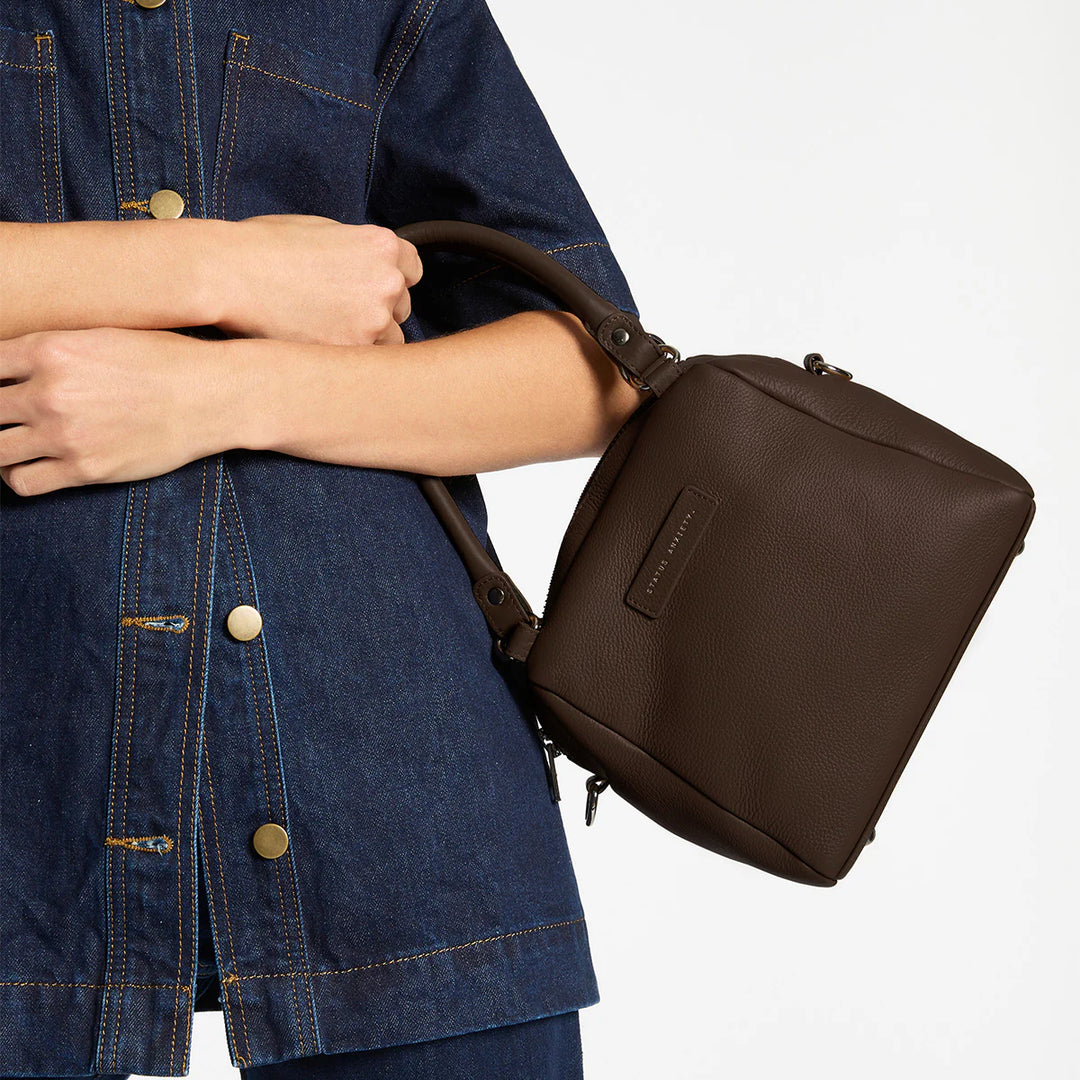 STATUS ANXIETY Womens Mini Mountains Leather Bag  - Cocoa, WOMENS BAGS & CLUTCHES, STATUS ANXIETY, Elwood 101