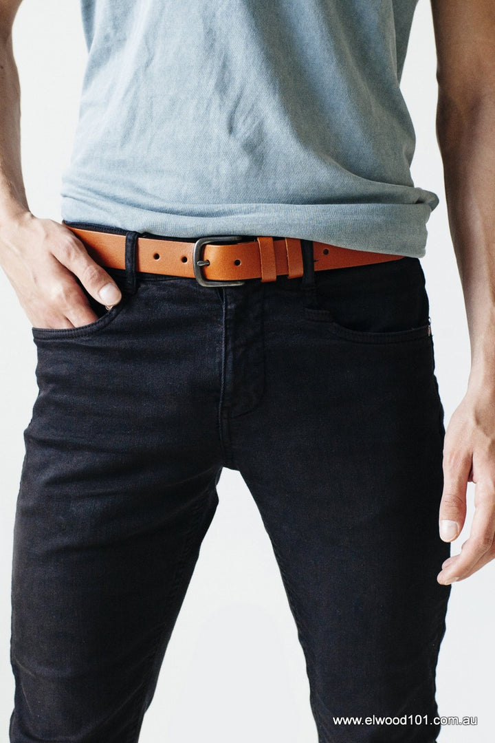 Status Anxiety MENS CITIZEN  LEATHER BELT TAN