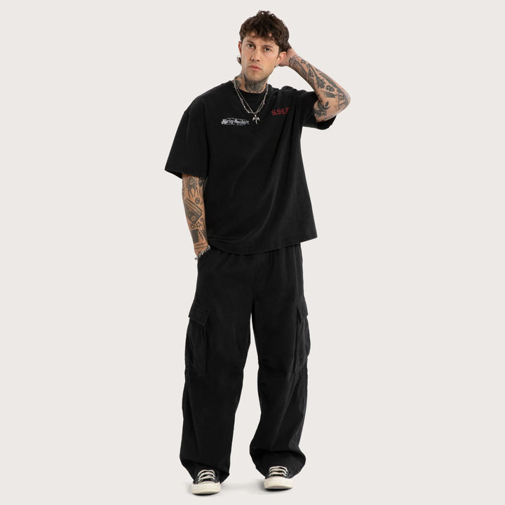 KISS CHACEY Harley Davidson Mens Intake Street Tee in Snow Black