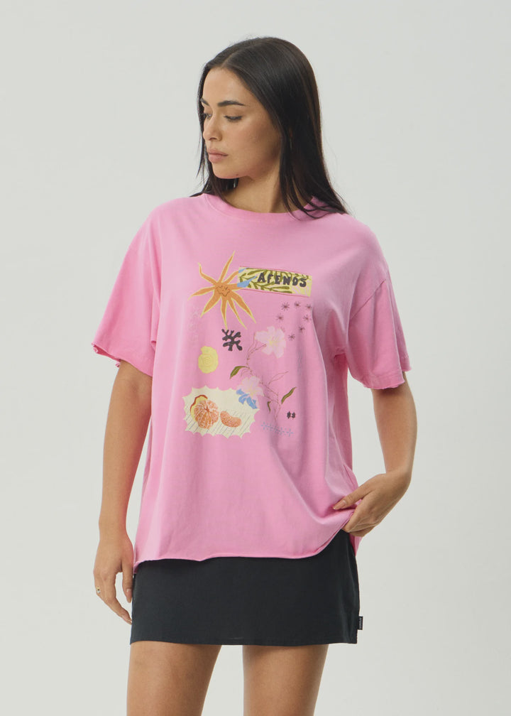 AFENDS Womens Amalfi - Oversized Tee in Pink