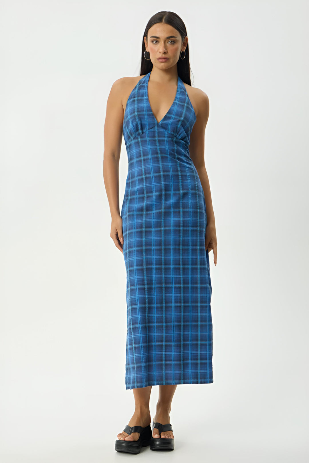 AFENDS Womens Camden - Seersucker Maxi Dress in Marina Check, WOMENS DRESSES, AFENDS, Elwood 101