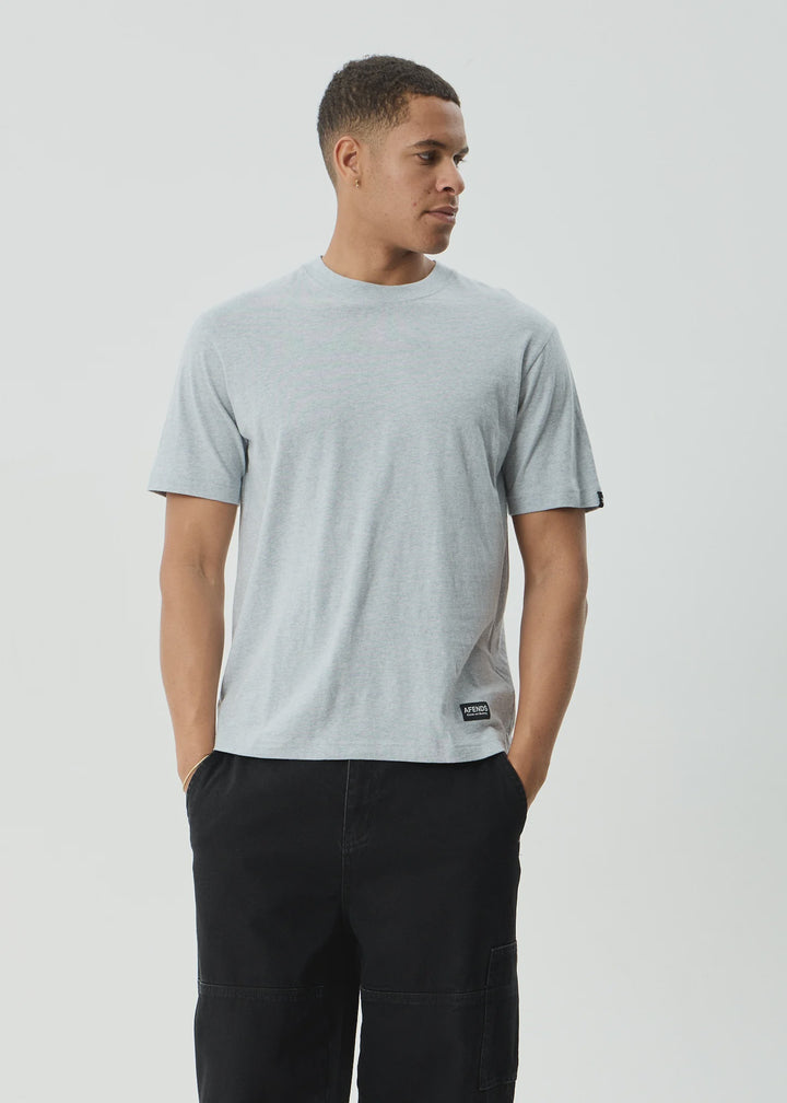 AFENDS Mens Classic Retro Tee in Shadow Grey Marle