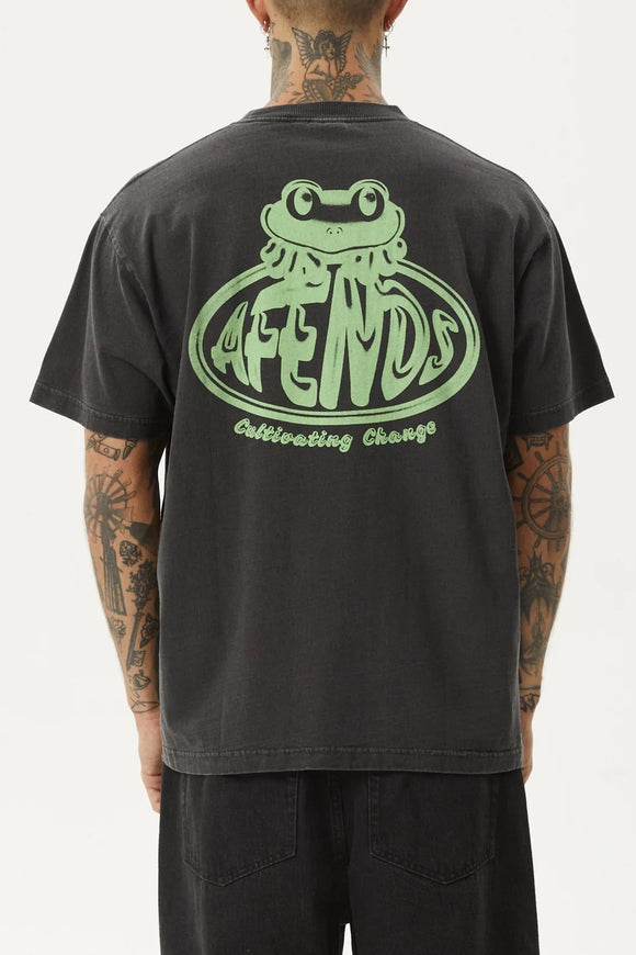 AFENDS Mens Frogga - Heavy Boxy Fit Tee - Stone Black, MENS TEE SHIRTS, AFENDS, Elwood 101