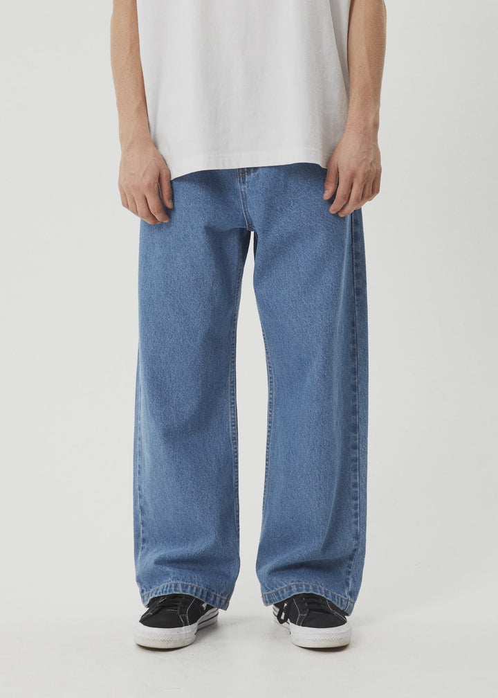 AFENDS Mens Pablo Denim Baggy Jean in Worn Blue