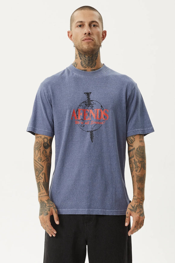 AFENDS Mens Screwed - Retro Fit Tee - Washed Marlin, MENS TEE SHIRTS, AFENDS, Elwood 101