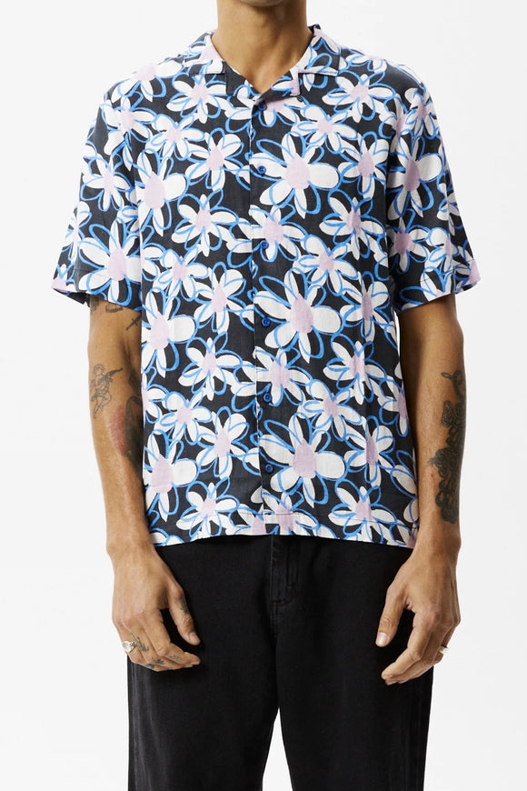 AFENDS Mens Waterfall - Cuban Short Sleeve Shirt - Stone Black, MENS SHIRTS, AFENDS, Elwood 101