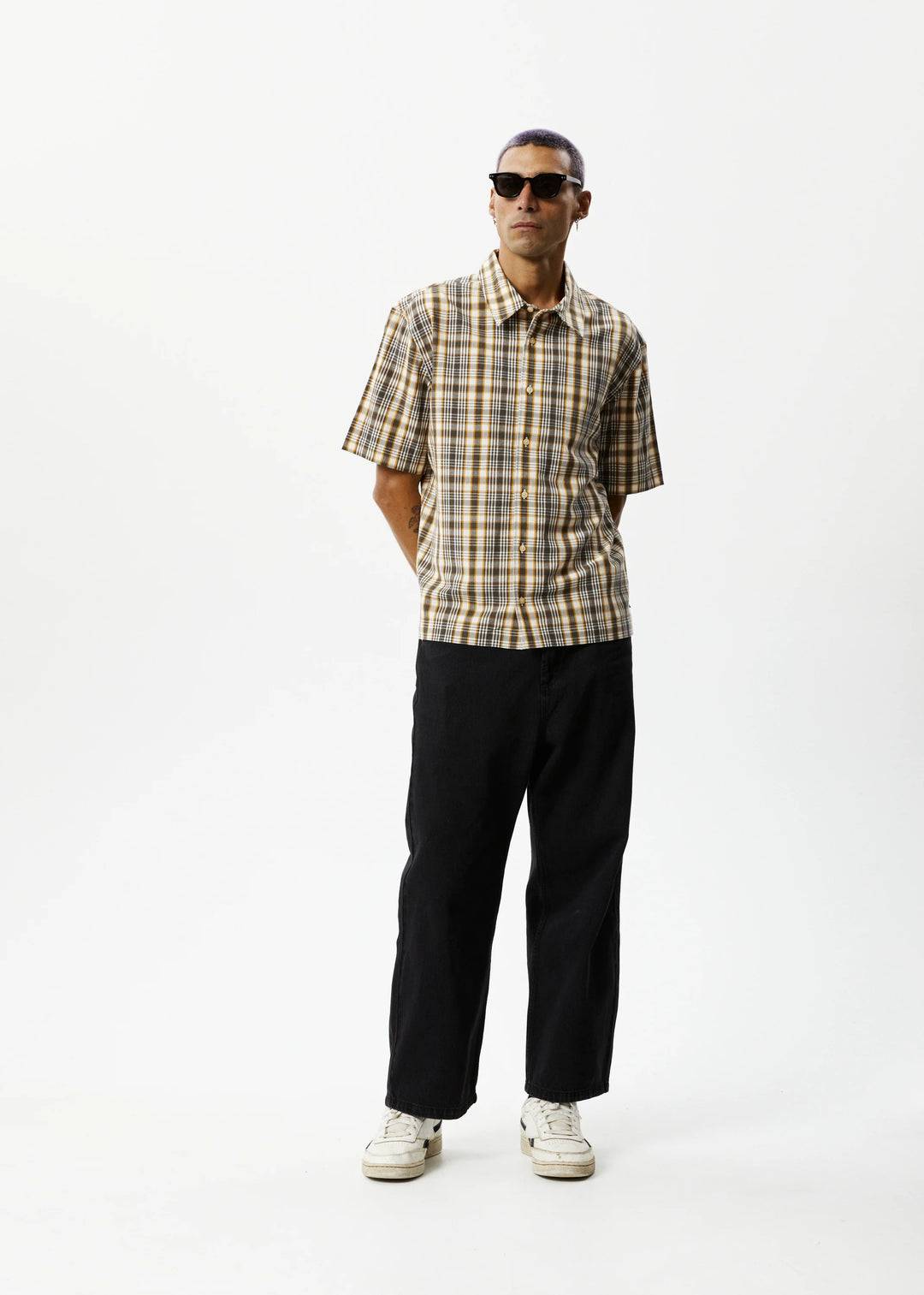 AFENDS Mens Check Out - Short Sleeve Shirt - Moonbeam Check, MENS SHIRTS, AFENDS, Elwood 101
