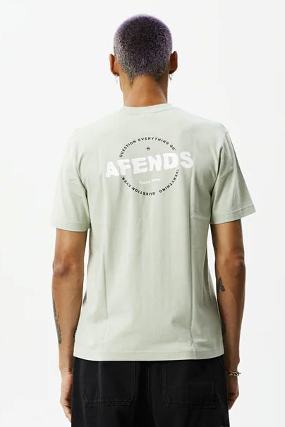 AFENDS Mens Questions - Graphic Retro T- Shirt - Eucalyptus, MENS TEE SHIRTS, AFENDS, Elwood 101