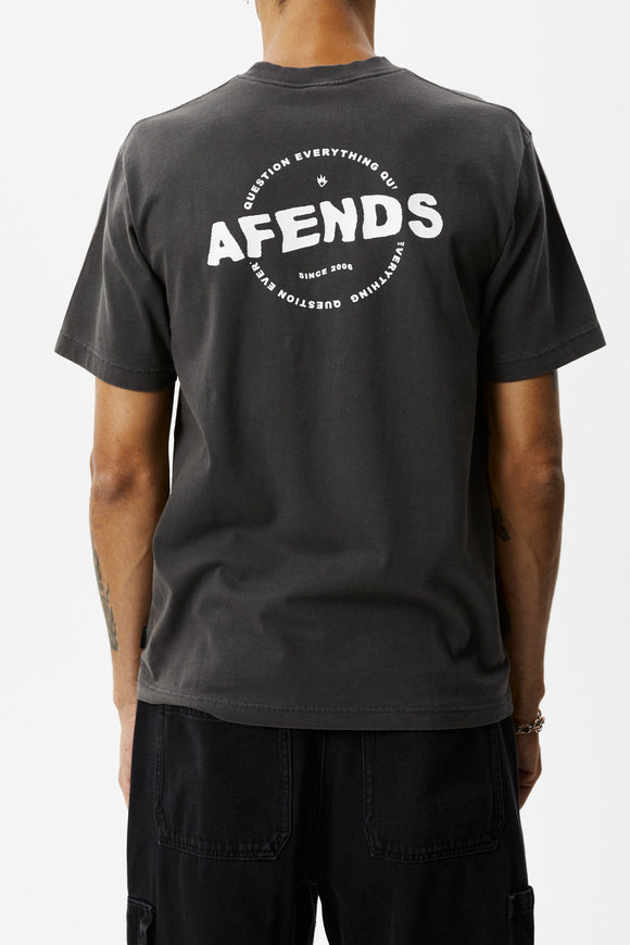 AFENDS Mens Questions - Graphic Retro T-Shirt - Stone Black, MENS TEE SHIRTS, AFENDS, Elwood 101