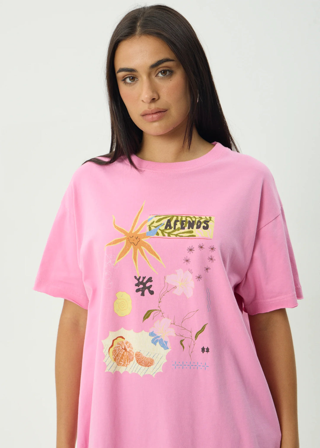 AFENDS Womens Amalfi - Oversized Tee in Pink