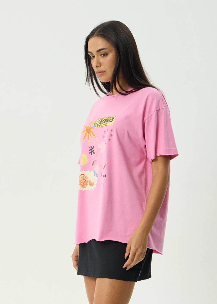 AFENDS Womens Amalfi - Oversized Tee in Pink