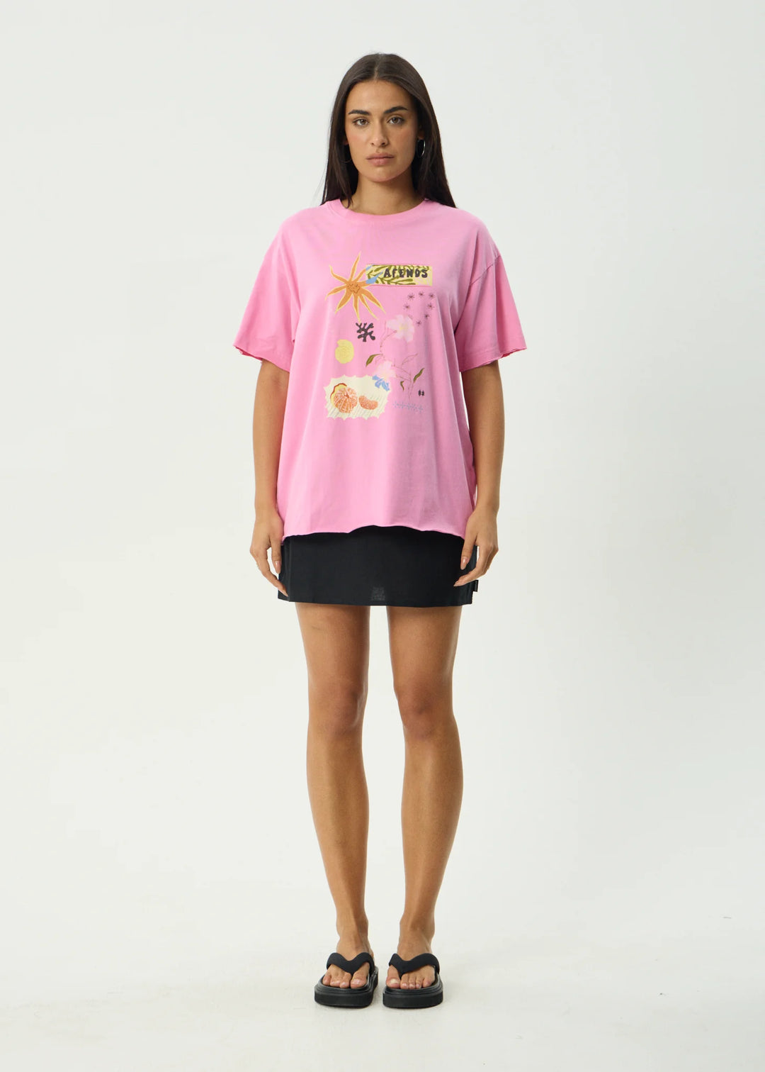 AFENDS Womens Amalfi - Oversized Tee in Pink