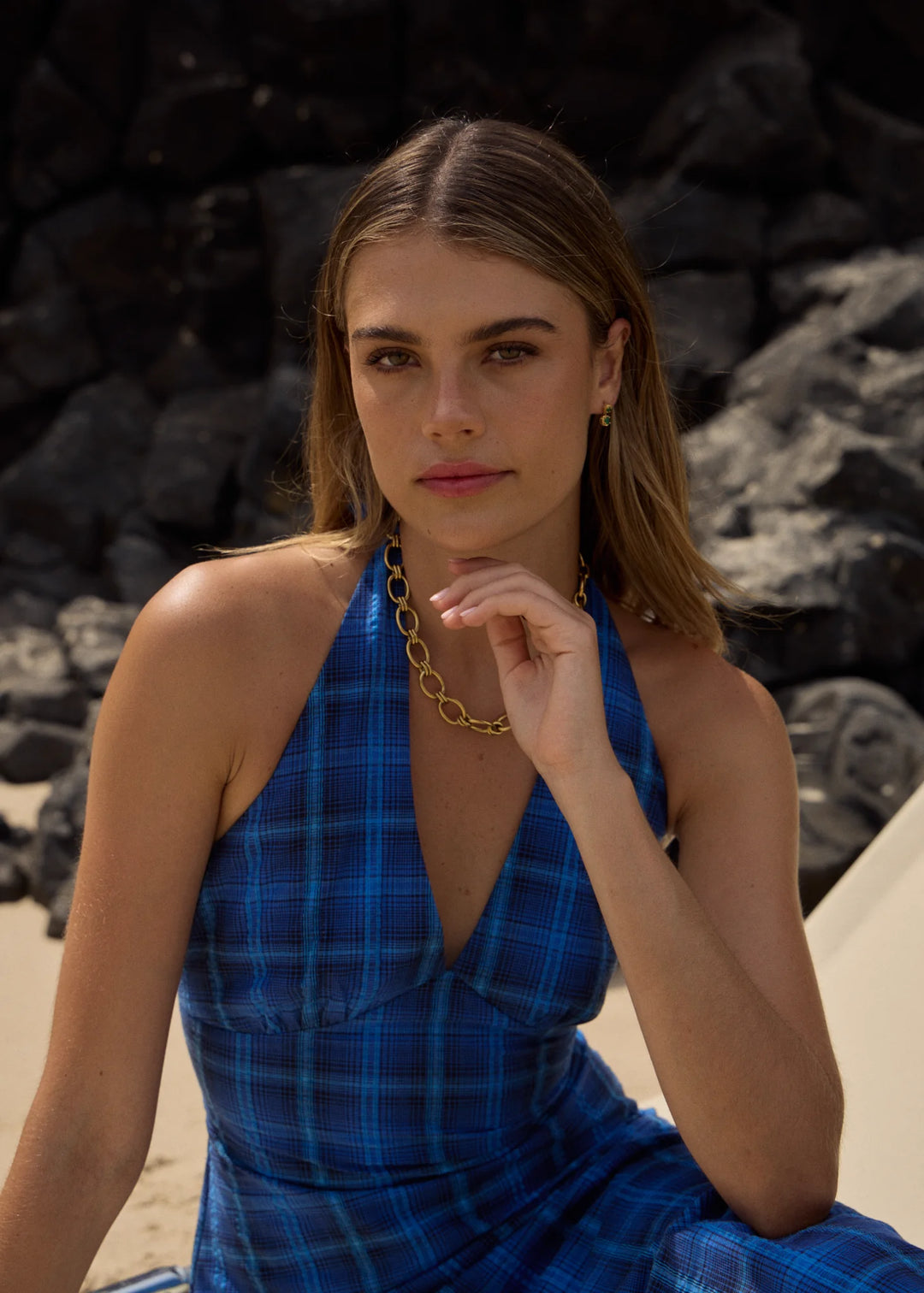 AFENDS Womens Camden - Seersucker Maxi Dress in Marina Check, WOMENS DRESSES, AFENDS, Elwood 101