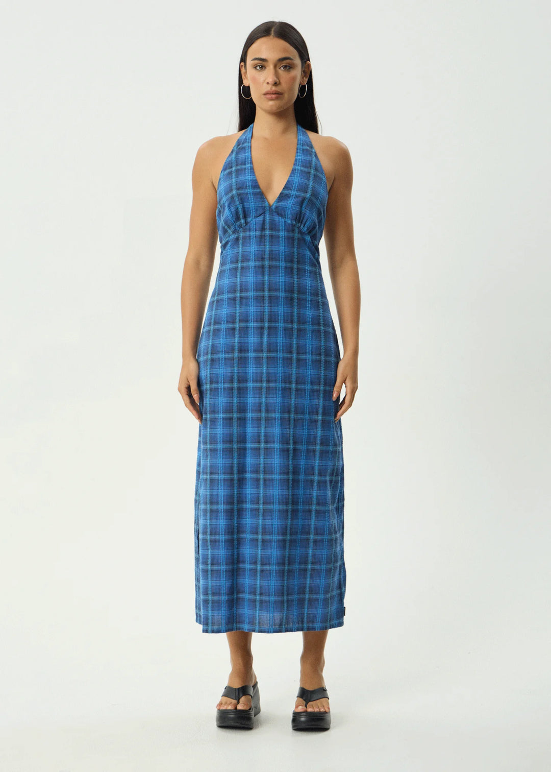 AFENDS Womens Camden - Seersucker Maxi Dress in Marina Check, WOMENS DRESSES, AFENDS, Elwood 101