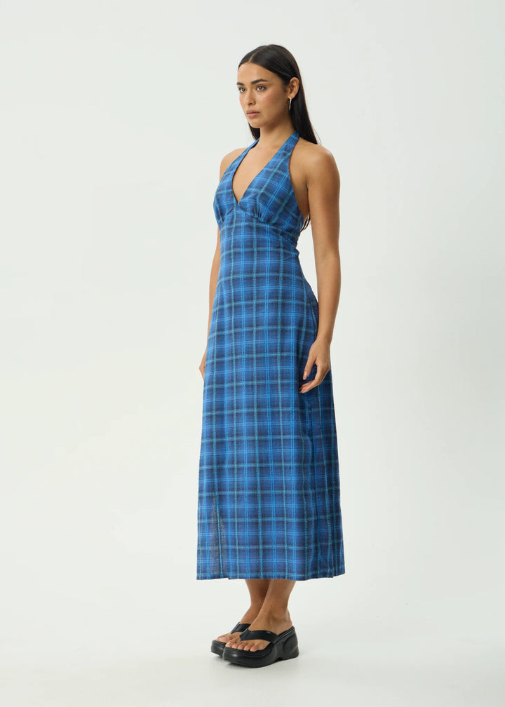 AFENDS Womens Camden - Seersucker Maxi Dress in Marina Check, WOMENS DRESSES, AFENDS, Elwood 101