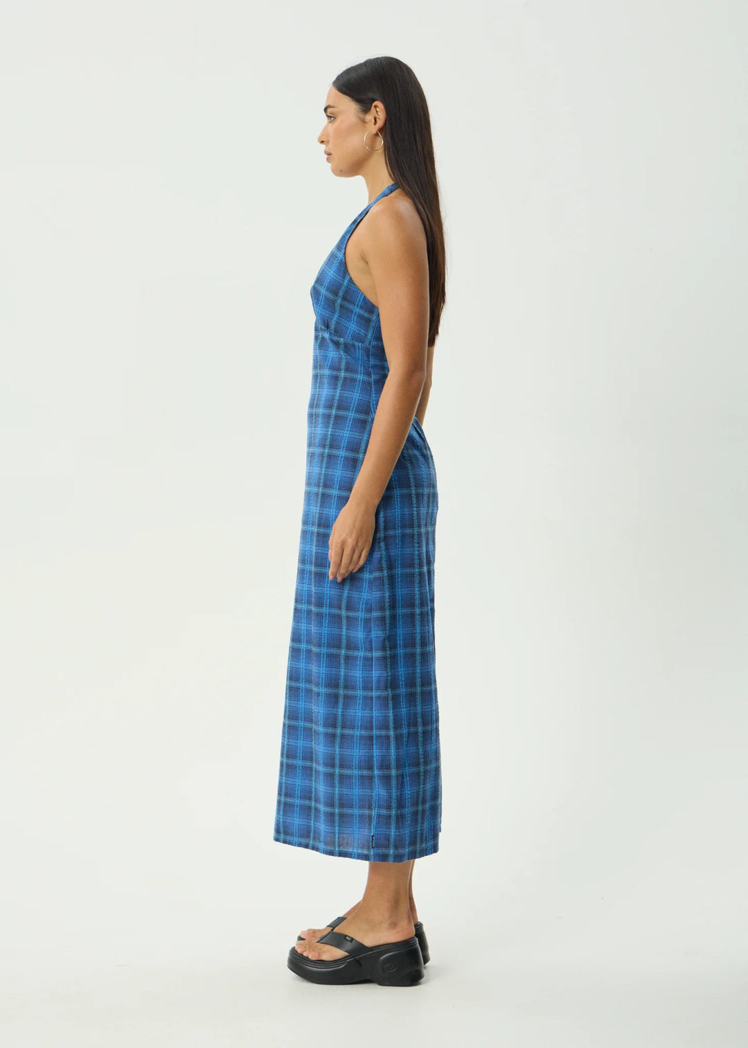 AFENDS Womens Camden - Seersucker Maxi Dress in Marina Check, WOMENS DRESSES, AFENDS, Elwood 101