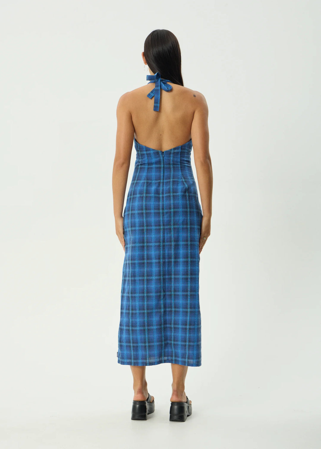 AFENDS Womens Camden - Seersucker Maxi Dress in Marina Check, WOMENS DRESSES, AFENDS, Elwood 101