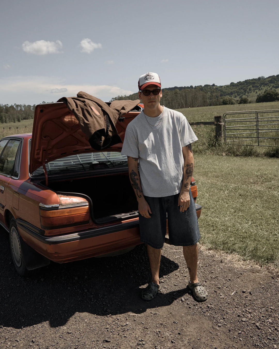 AFENDS Mens Classic Retro Tee in Shadow Grey Marle