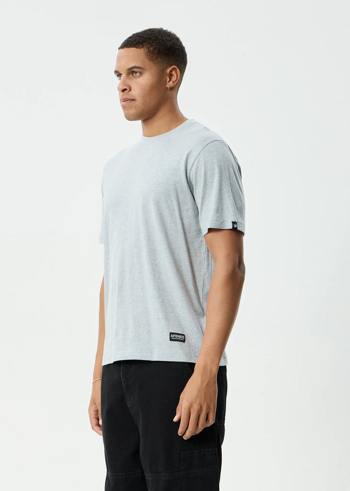 AFENDS Mens Classic Retro Tee in Shadow Grey Marle