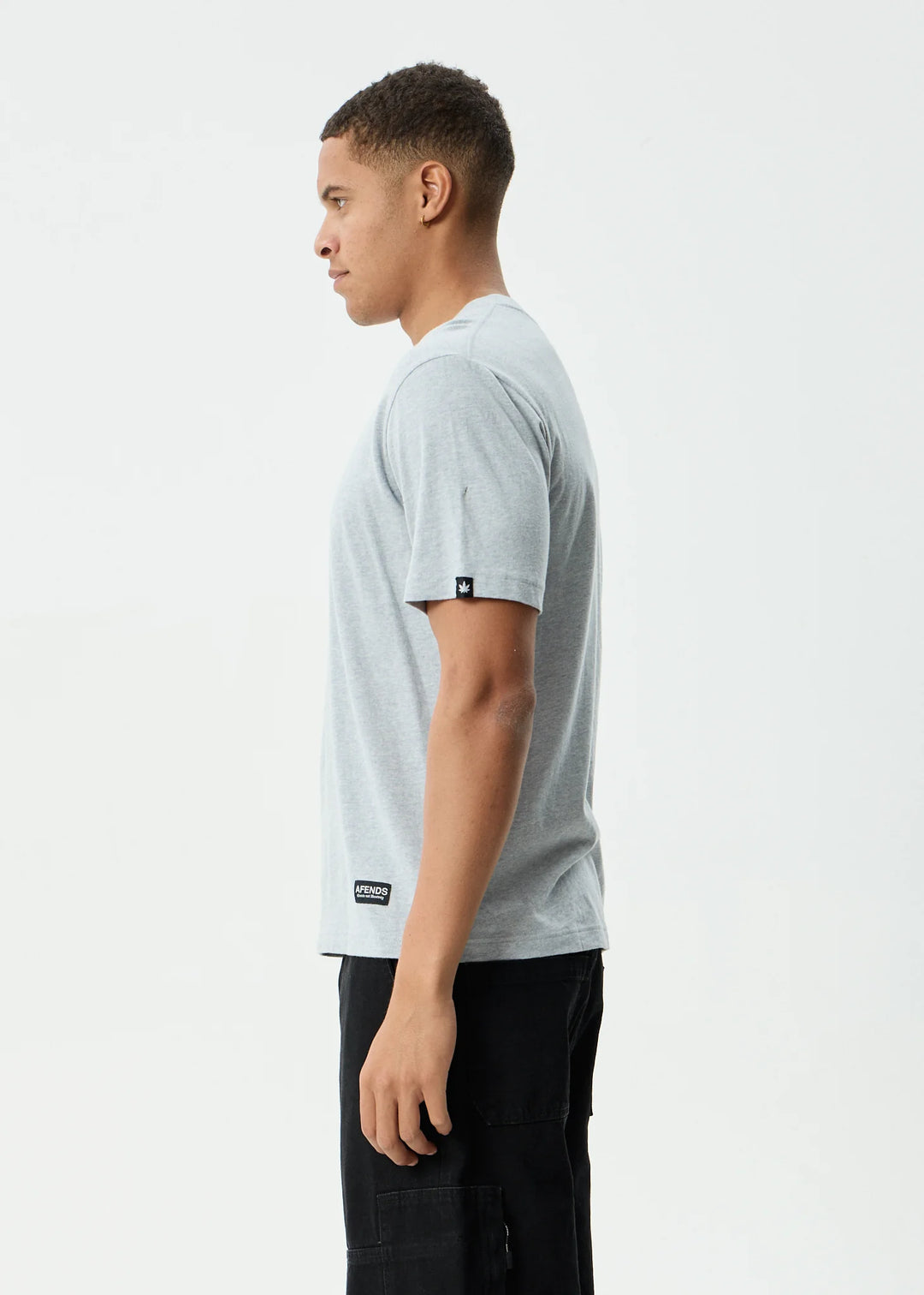 AFENDS Mens Classic Retro Tee in Shadow Grey Marle