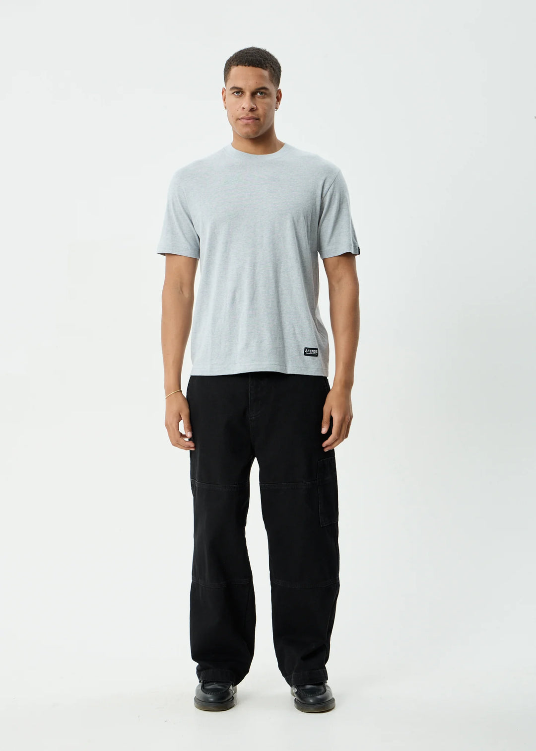 AFENDS Mens Classic Retro Tee in Shadow Grey Marle