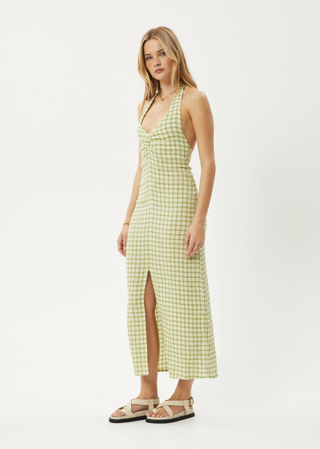 AFENDS Womens Darcy - Check Maxi Dress - Lemongrass Check Elwood 101 AFENDS Womens Darcy - Check Maxi Dress - Lemongrass Check Elwood 101