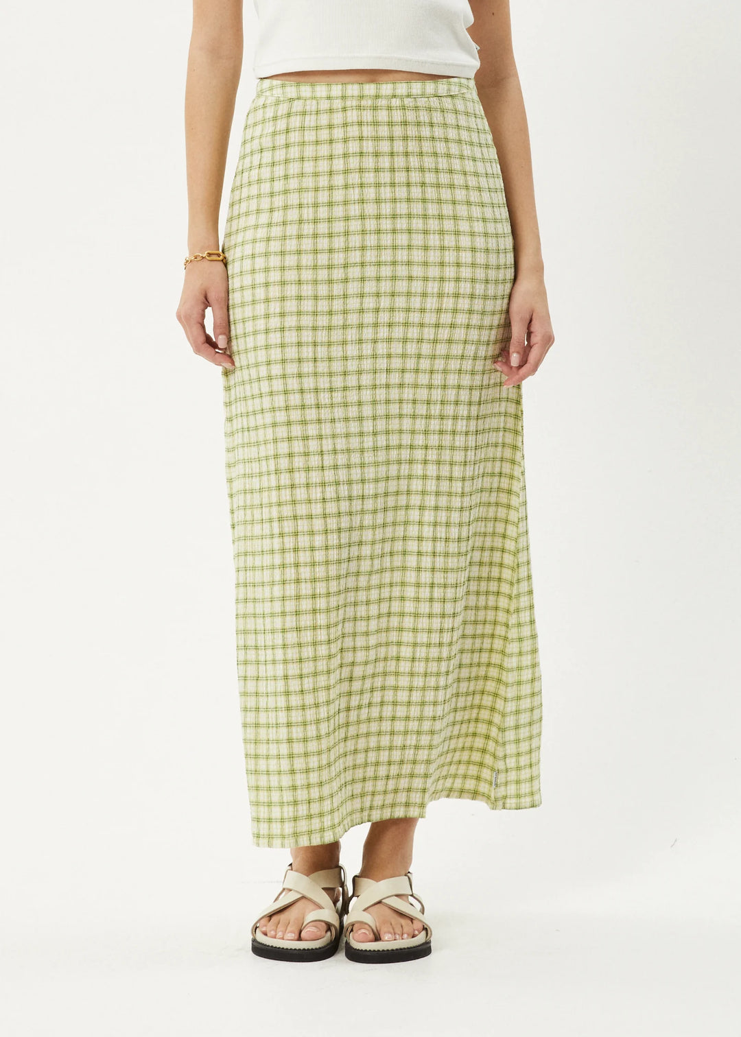 AFENDS Womens Darcy - Check Maxi Skirt - Lemongrass Check, WOMENS SKIRTS, AFENDS, Elwood 101