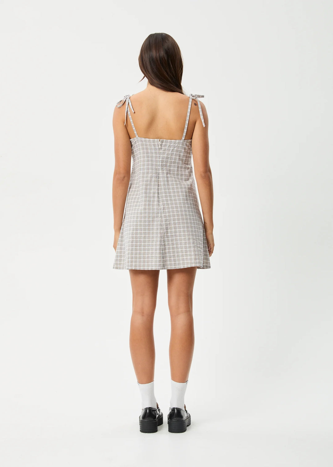AFENDS Womens Drew - Seersucker Mini Dress - Taupe Check, WOMENS DRESSES, AFENDS, Elwood 101