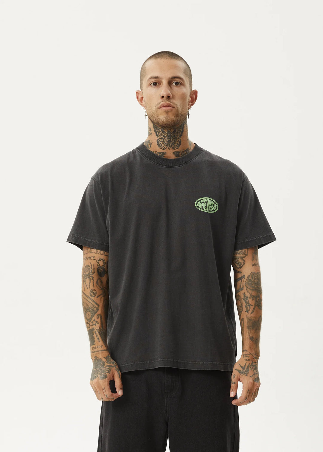 AFENDS Mens Frogga - Heavy Boxy Fit Tee - Stone Black, MENS TEE SHIRTS, AFENDS, Elwood 101