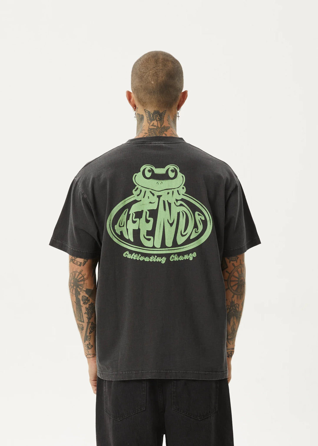 AFENDS Mens Frogga - Heavy Boxy Fit Tee - Stone Black, MENS TEE SHIRTS, AFENDS, Elwood 101