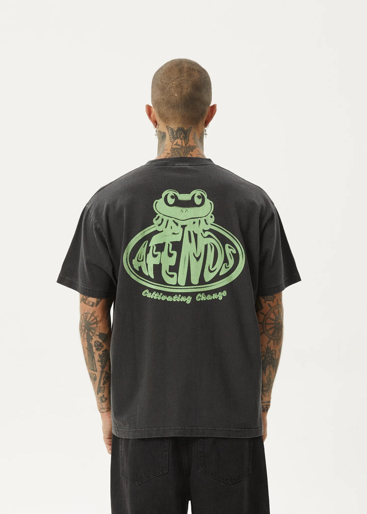 AFENDS Mens Frogga - Heavy Boxy Fit Tee - Stone Black, MENS TEE SHIRTS, AFENDS, Elwood 101