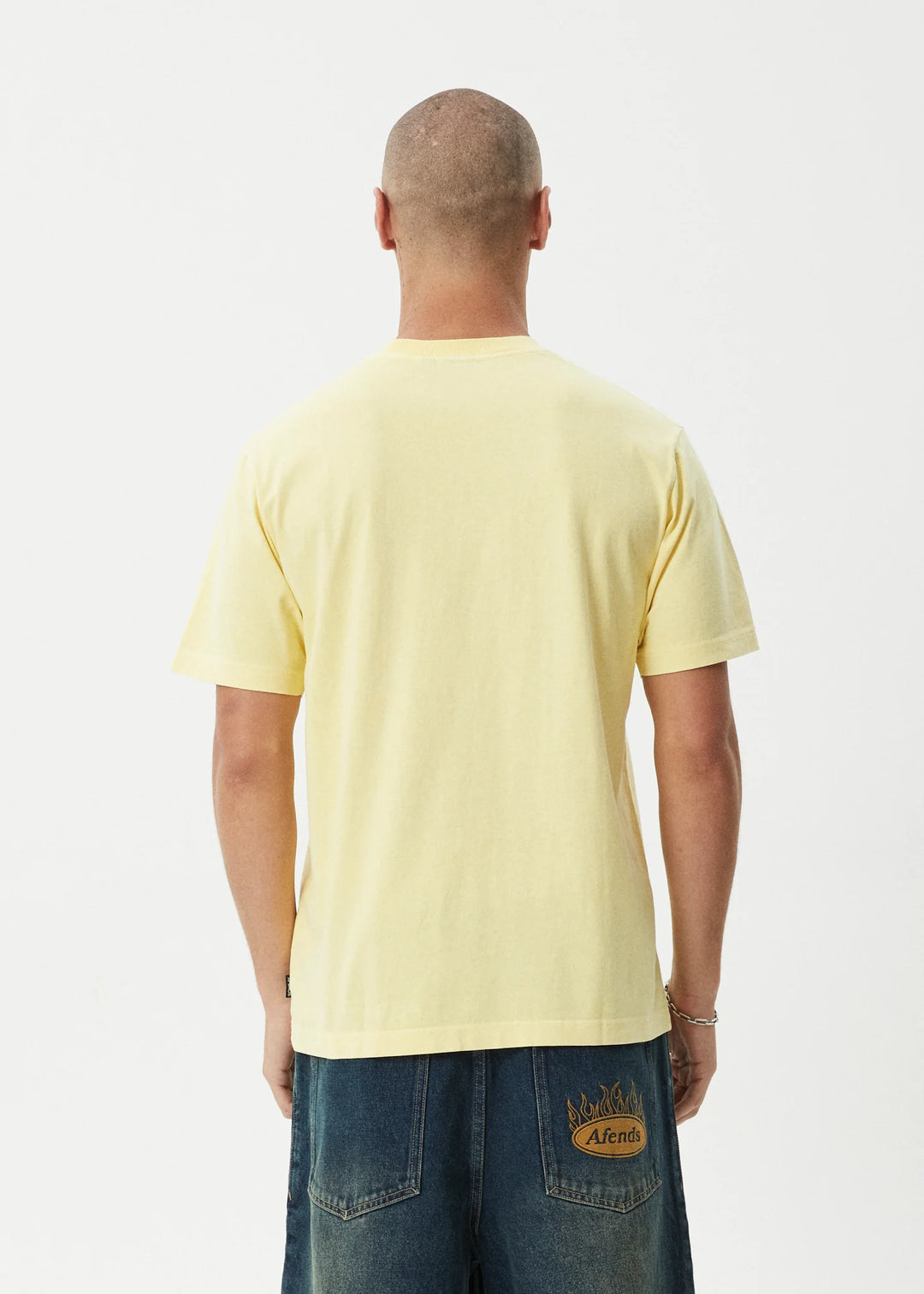 AFENDS Mens Knock Knock - Retro Tee - Washed Lemon