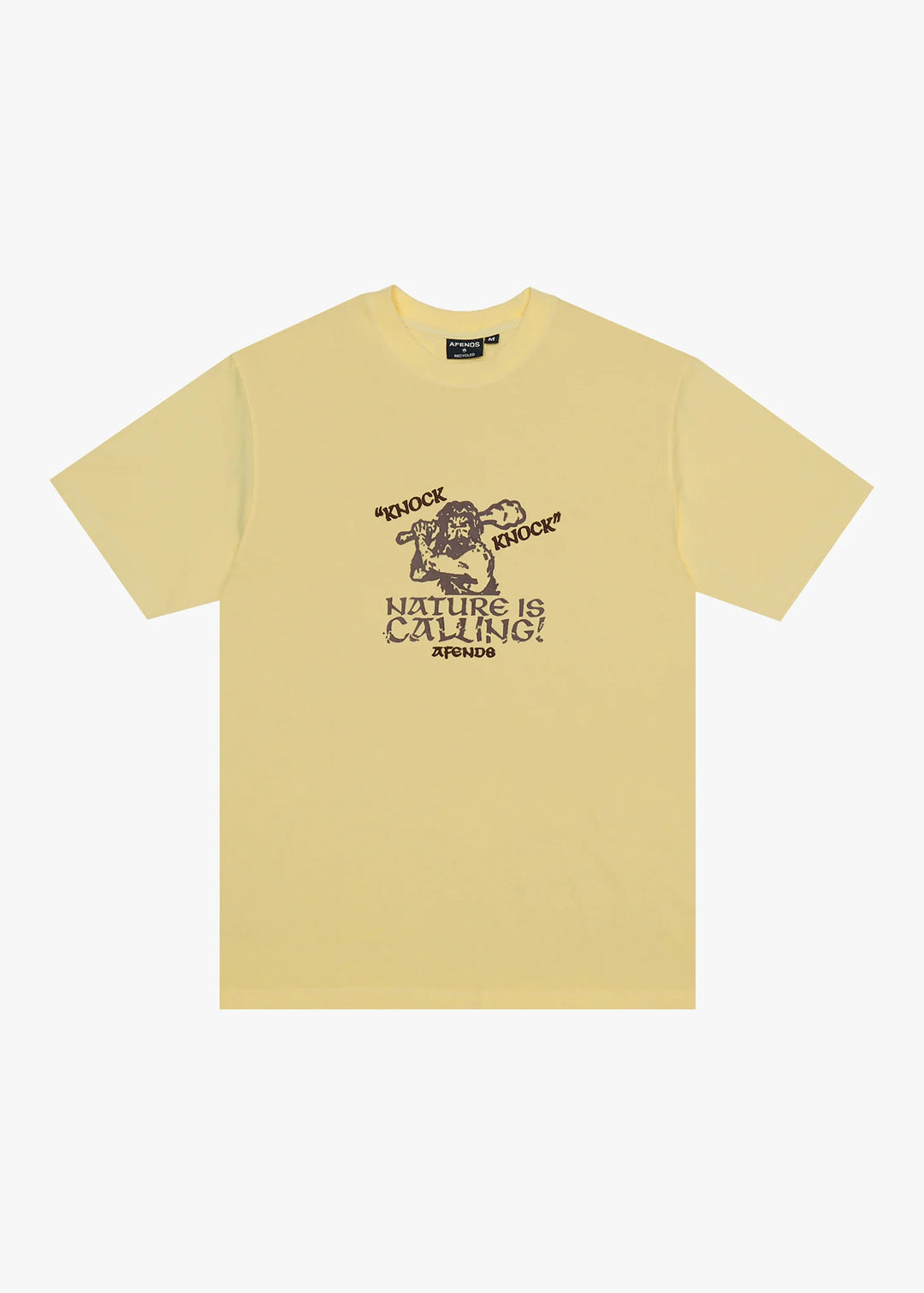 AFENDS Mens Knock Knock - Retro Tee - Washed Lemon
